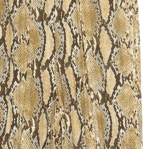 H&M Womens Beige Animal Print Viscose Trousers Size M L30 in Regular