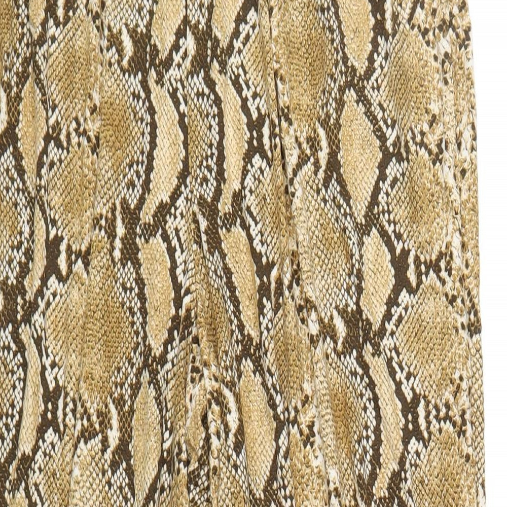 H&M Womens Beige Animal Print Viscose Trousers Size M L30 in Regular