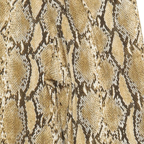 H&M Womens Beige Animal Print Viscose Trousers Size M L30 in Regular