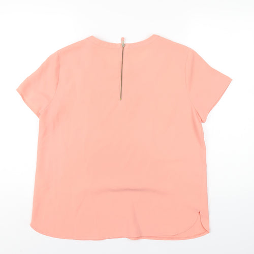 Oasis Womens Pink Polyester Basic T-Shirt Size 12 Round Neck