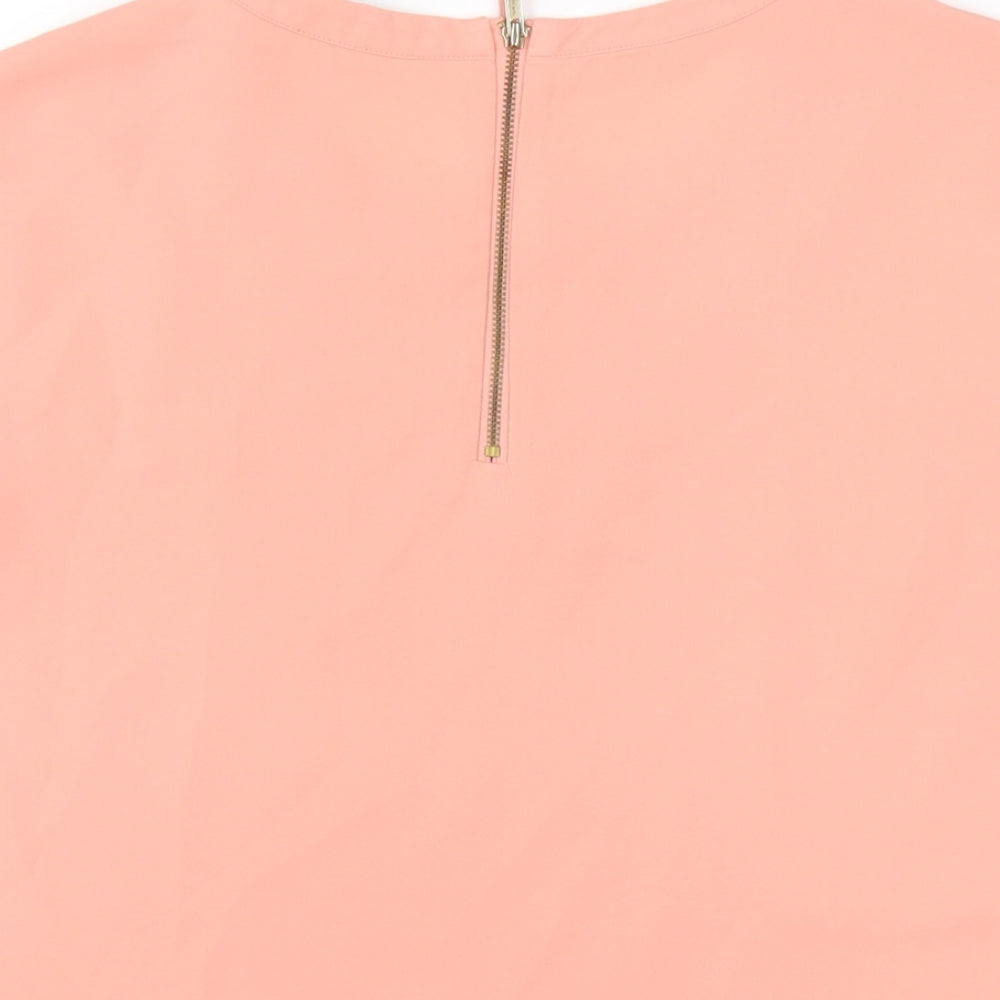 Oasis Womens Pink Polyester Basic T-Shirt Size 12 Round Neck