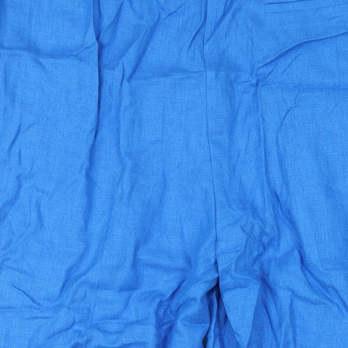 Marks and Spencer Womens Blue Linen Trousers Size 22 L24 in Regular Zip