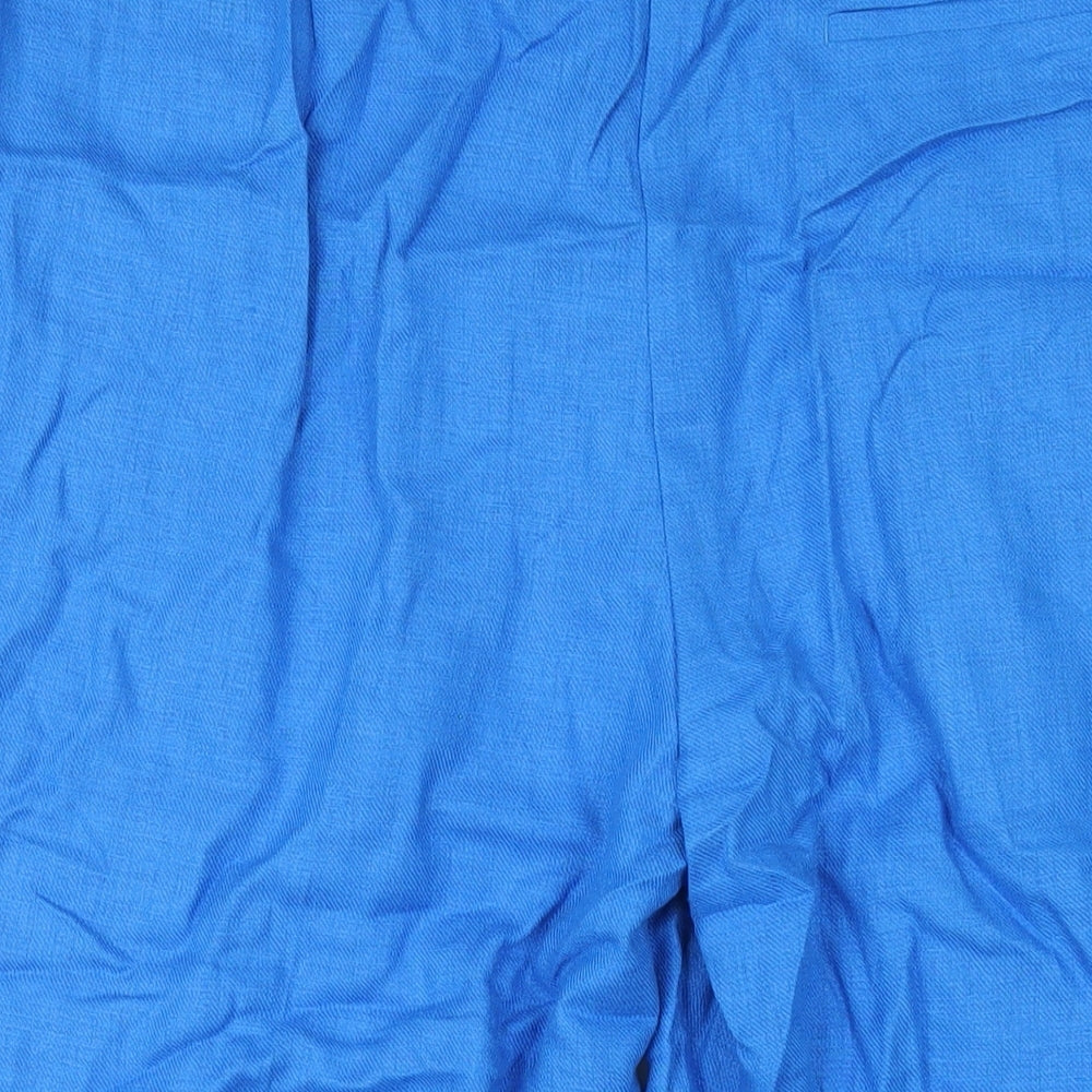 Marks and Spencer Womens Blue Linen Trousers Size 22 L24 in Regular Zip