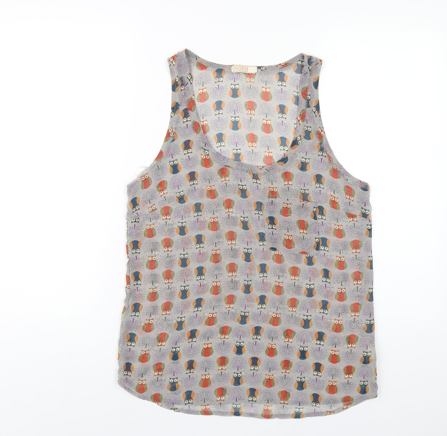 Pins and Needles Womens Grey Geometric Polyester Basic Tank Size S Scoop Neck