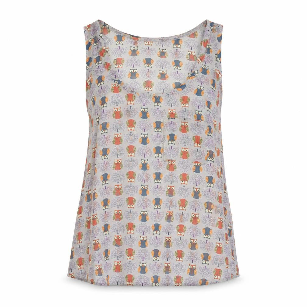 Front view of Pins & Needles women’s grey geometric polyester basic tank, size S, scoop neck