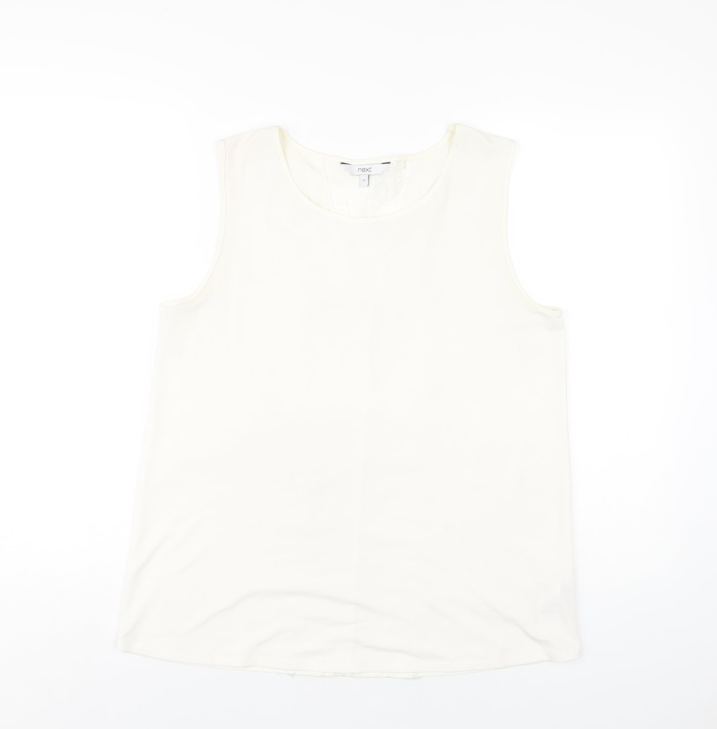 NEXT Womens Ivory Polyester Basic Tank Size 12 Round Neck