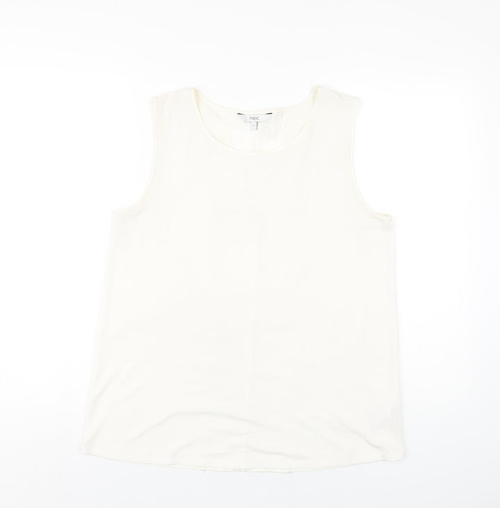 NEXT Womens Ivory Polyester Basic Tank Size 12 Round Neck