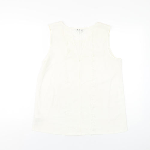 NEXT Womens Ivory Polyester Basic Tank Size 12 Round Neck