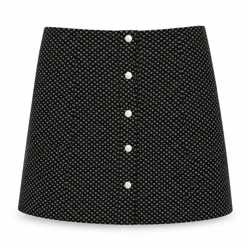 Glamorous Womens Black Geometric Cotton A-Line Skirt Size S Snap