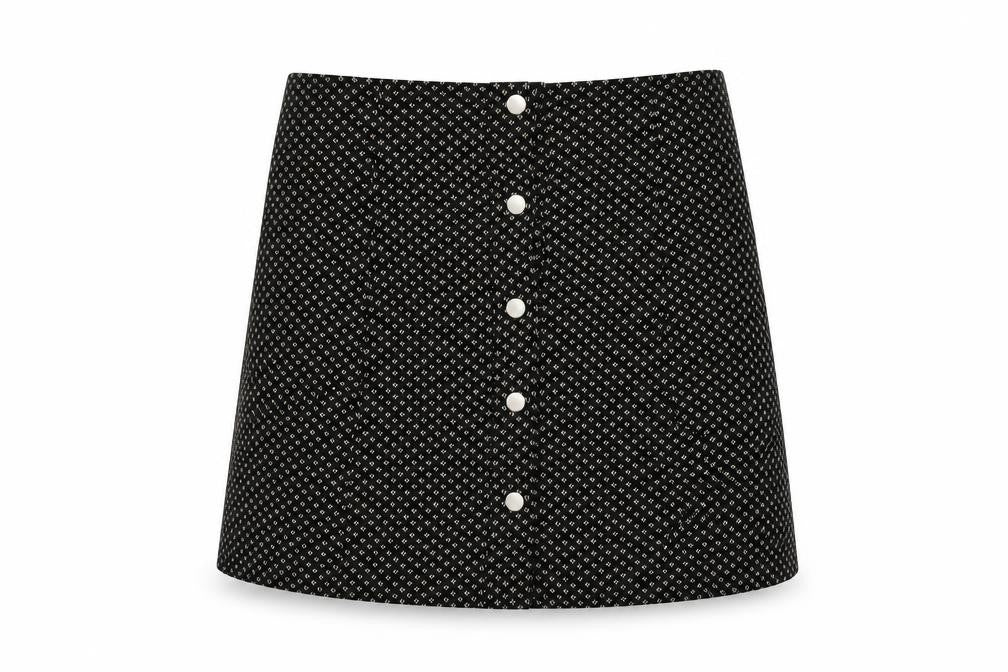 Glamorous Womens Black Geometric Cotton A-Line Skirt Size S Snap