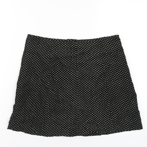 Glamorous Womens Black Geometric Cotton A-Line Skirt Size S Snap