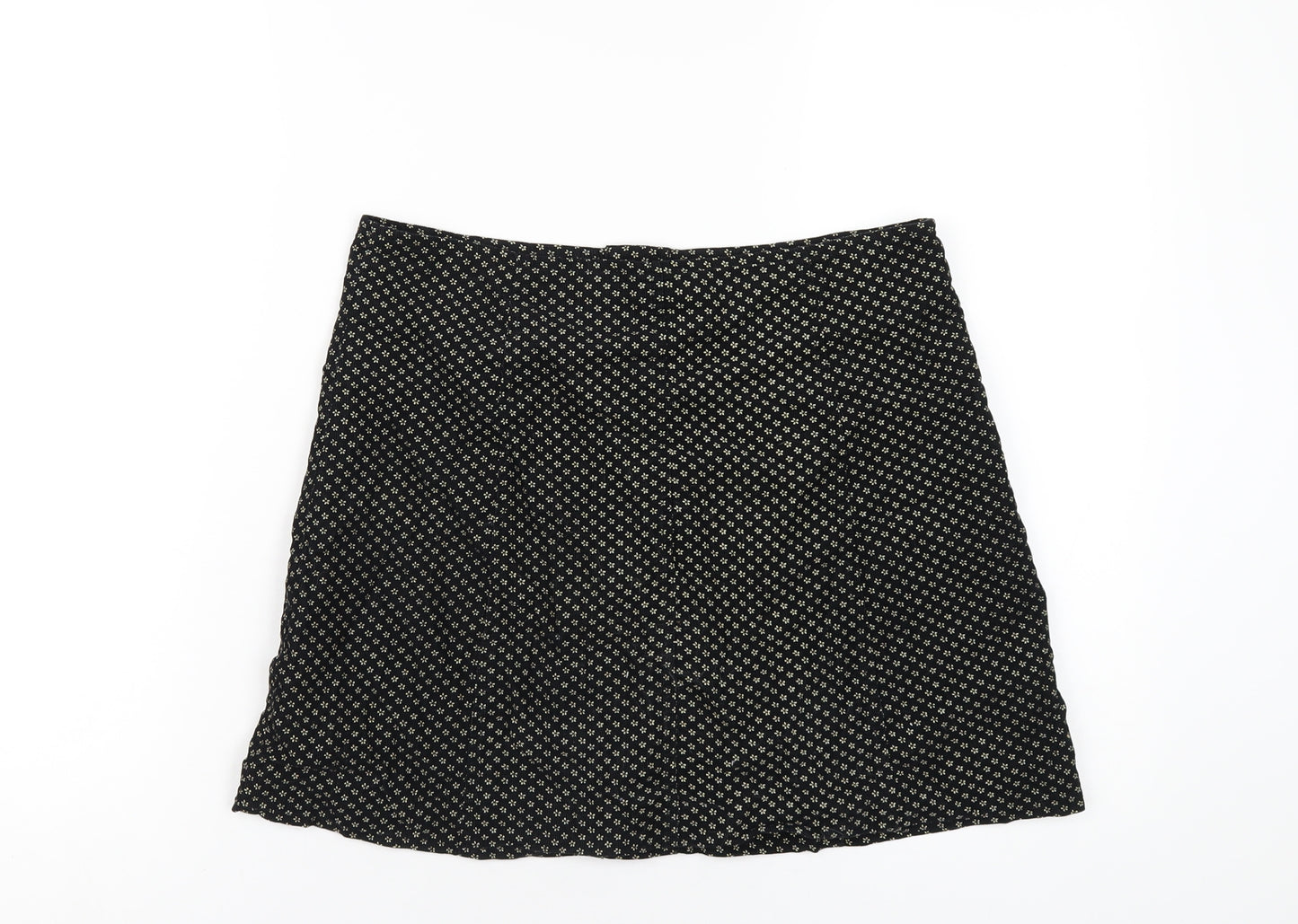 Glamorous Womens Black Geometric Cotton A-Line Skirt Size S Snap