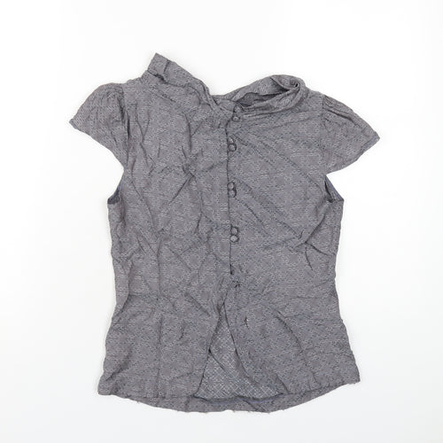 Topshop Womens Grey Viscose Basic T-Shirt Size 10 Mock Neck