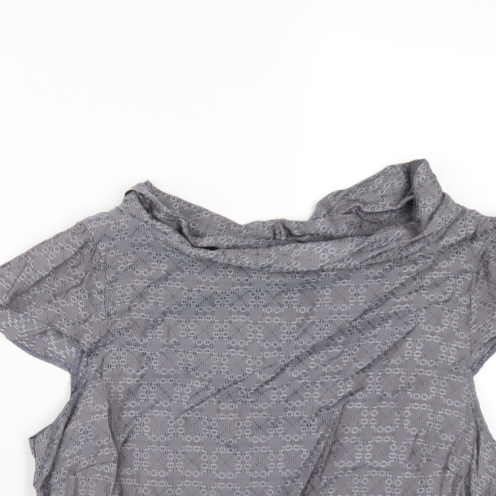 Topshop Womens Grey Viscose Basic T-Shirt Size 10 Mock Neck