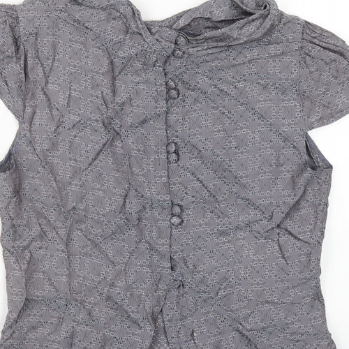 Topshop Womens Grey Viscose Basic T-Shirt Size 10 Mock Neck