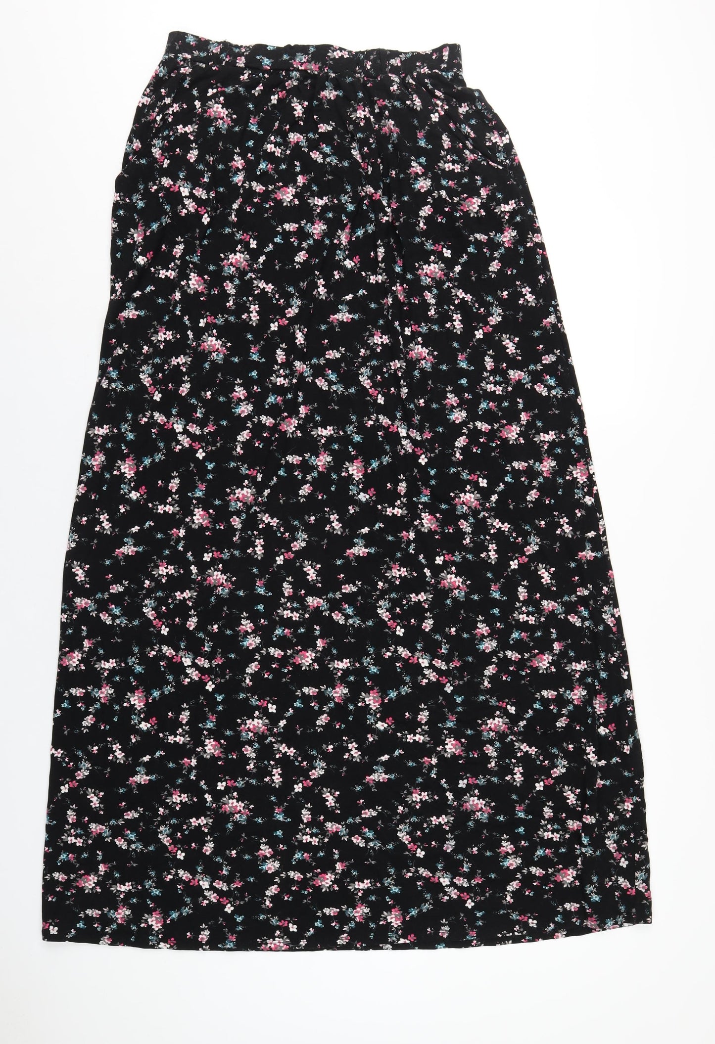 Long Tall Sally Womens Black Floral Viscose A-Line Skirt Size 12