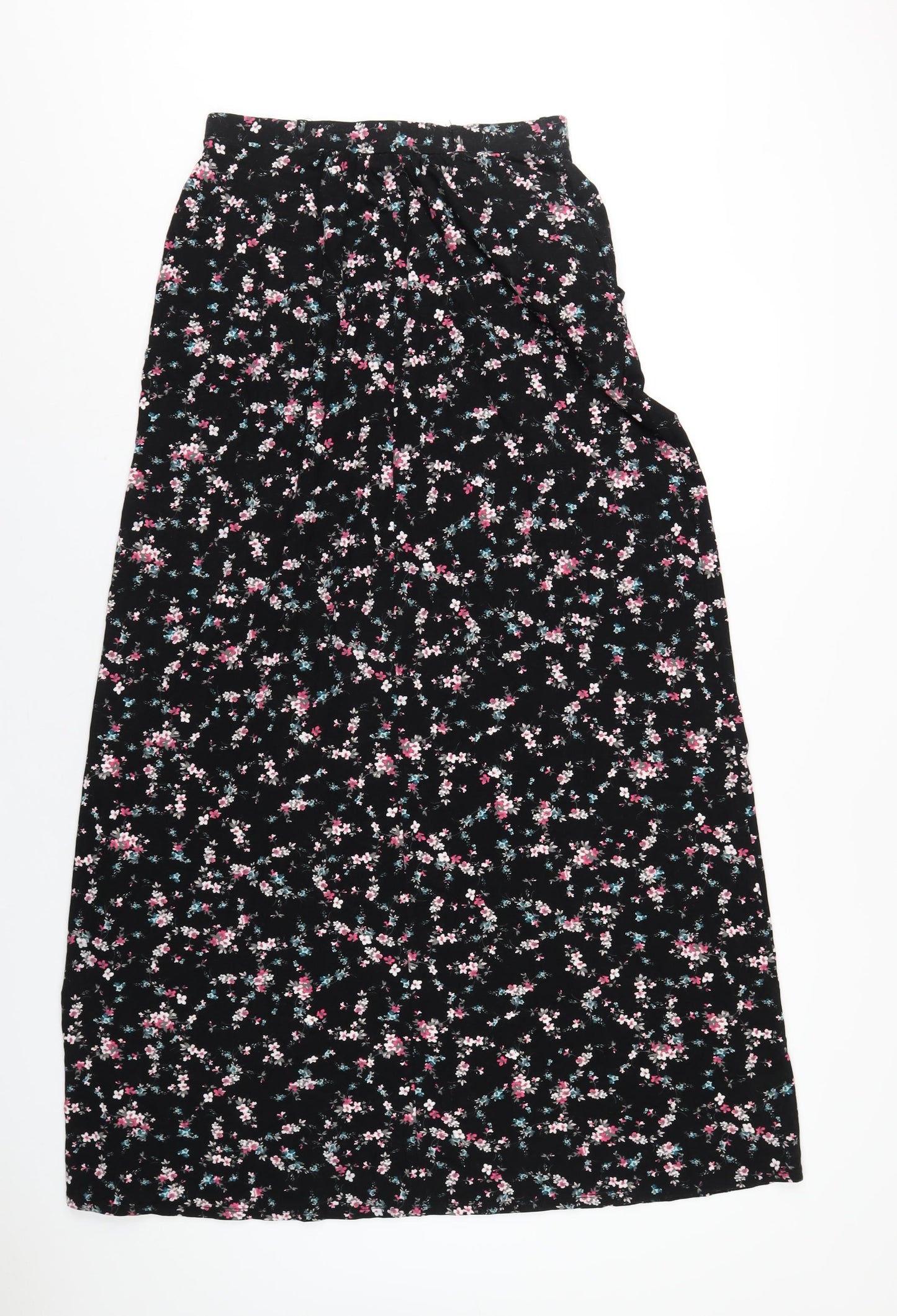 Long Tall Sally Womens Black Floral Viscose A-Line Skirt Size 12