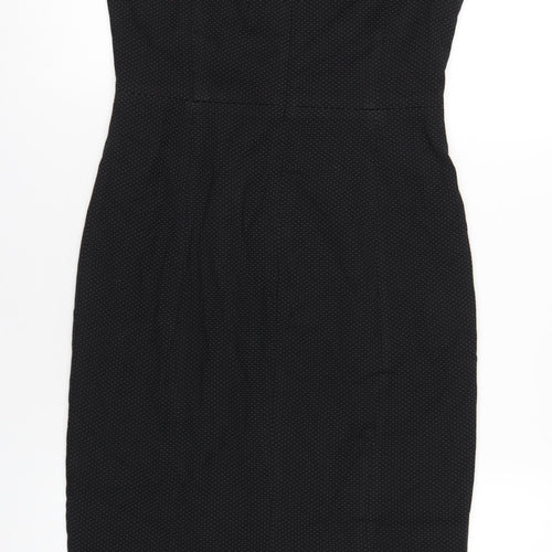NEXT Womens Black Polka Dot Polyester Pencil Dress Size 8 Round Neck Zip