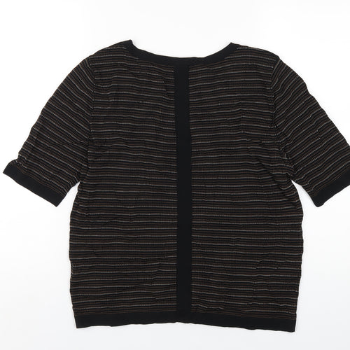 Gerard Darel Womens Black Striped Viscose Basic T-Shirt Size 4 Round Neck