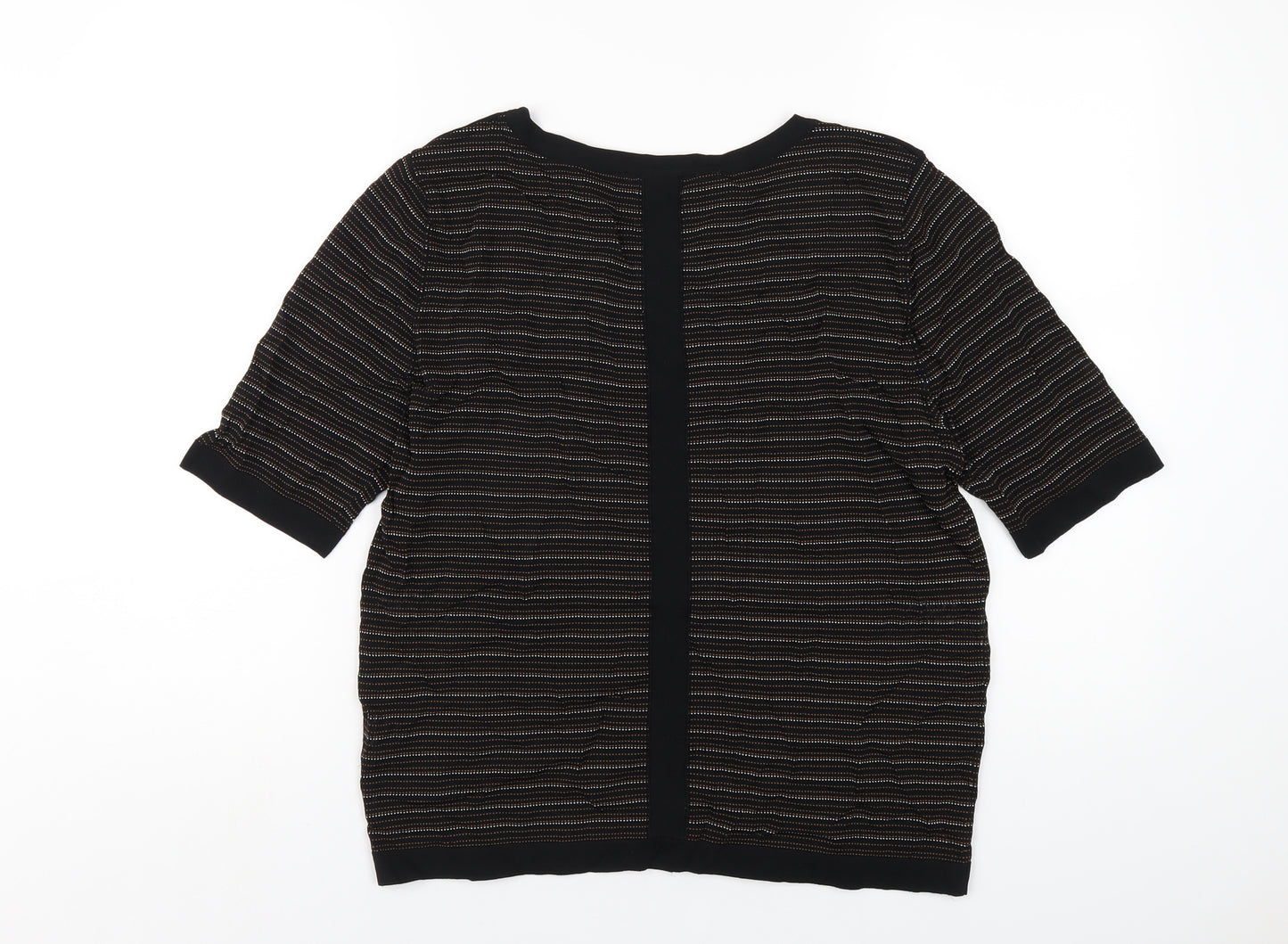 Gerard Darel Womens Black Striped Viscose Basic T-Shirt Size 4 Round Neck