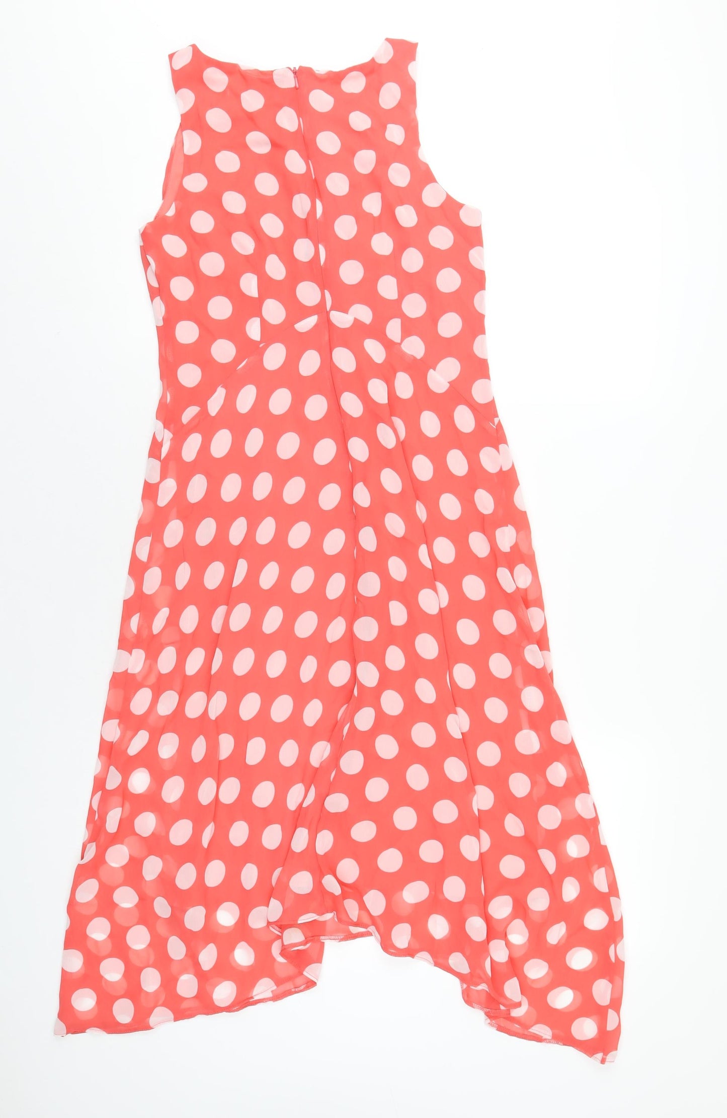Wallis Womens Red Polka Dot Polyester A-Line Size 8 Round Neck Zip