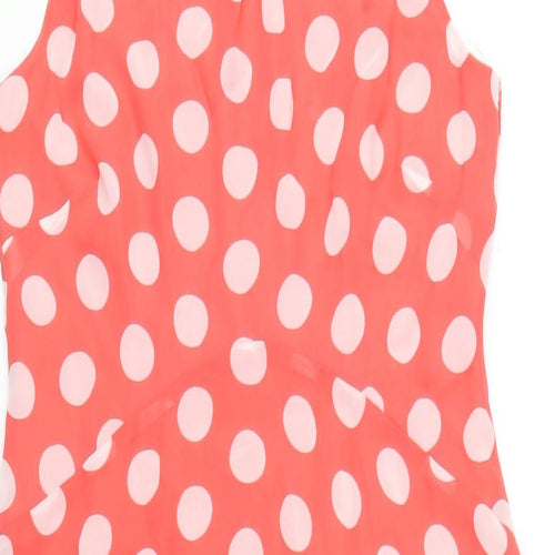 Wallis Womens Red Polka Dot Polyester A-Line Size 8 Round Neck Zip