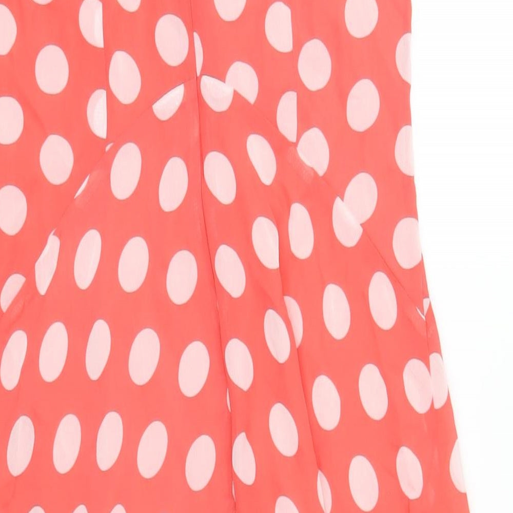 Wallis Womens Red Polka Dot Polyester A-Line Size 8 Round Neck Zip