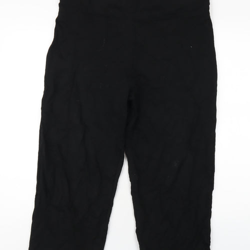 Marks and Spencer Womens Black Cotton Capri Trousers Size 16 L25 in Regular