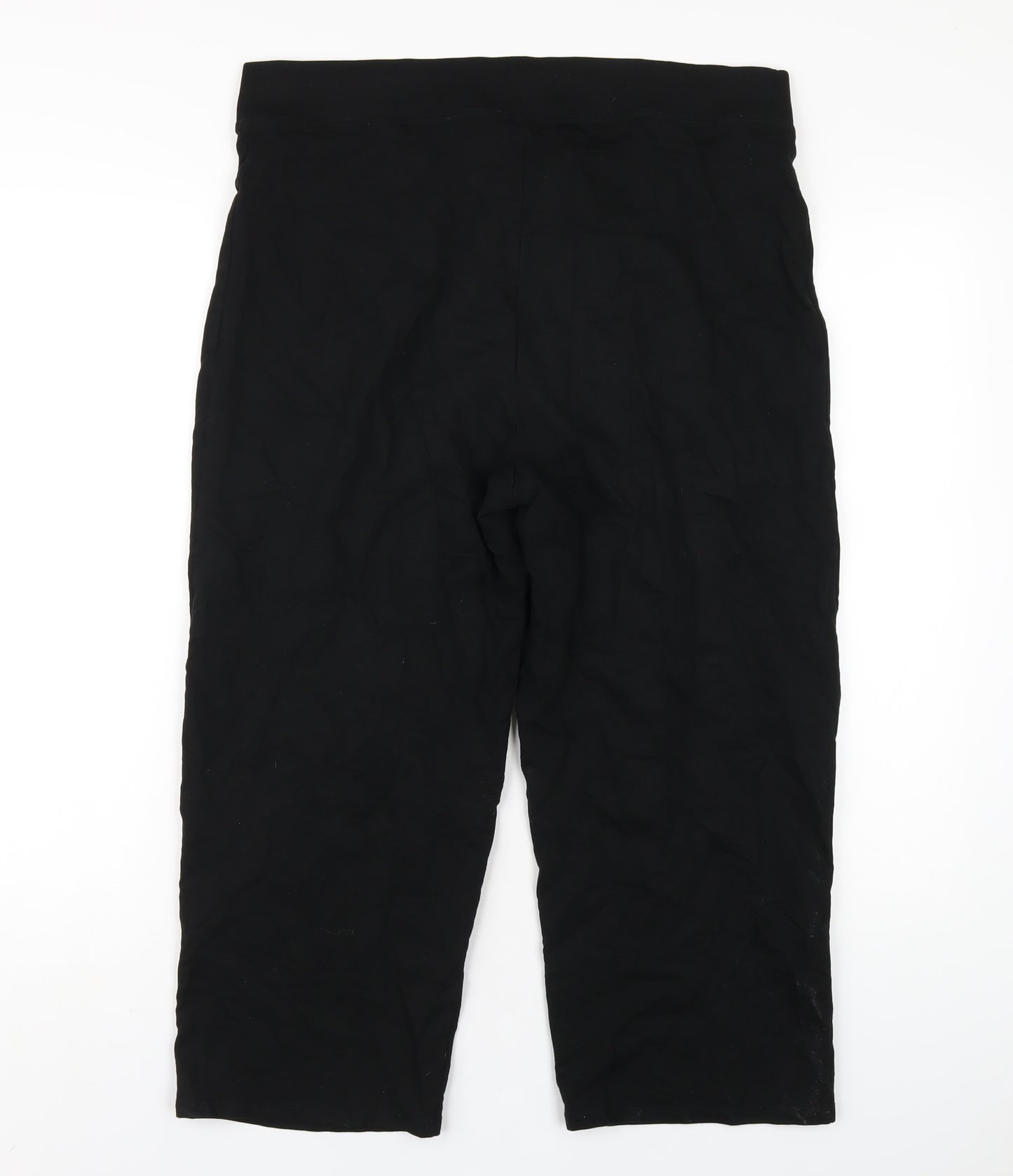 Marks and Spencer Womens Black Cotton Capri Trousers Size 16 L25 in Regular