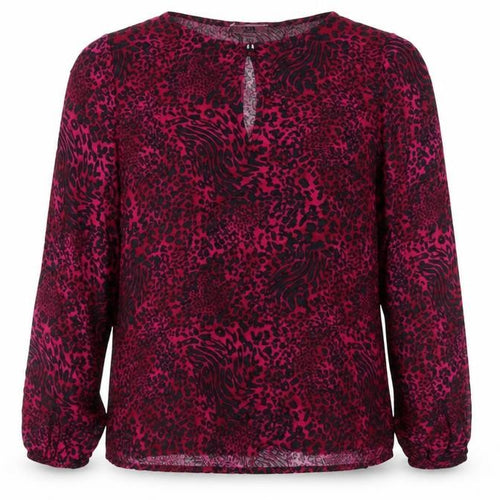 Dorothy Perkins Womens Pink Animal Print Viscose Basic Blouse Size 12 Round Neck
