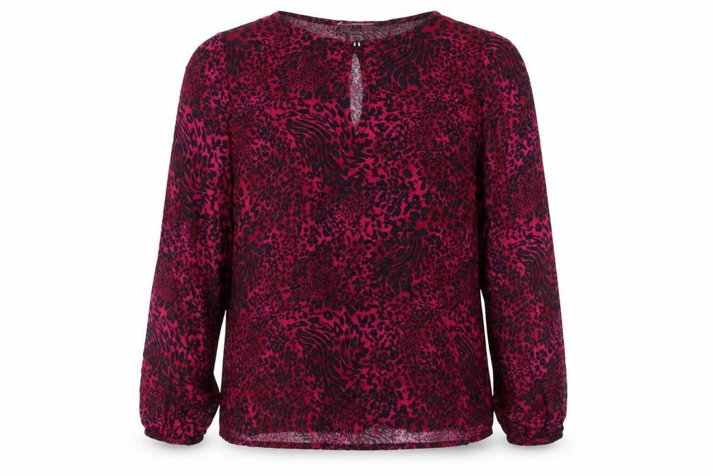 Dorothy Perkins Womens Pink Animal Print Viscose Basic Blouse Size 12 Round Neck