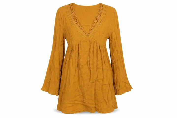Forever 21 Womens Yellow Viscose A-Line Size S V-Neck Pullover