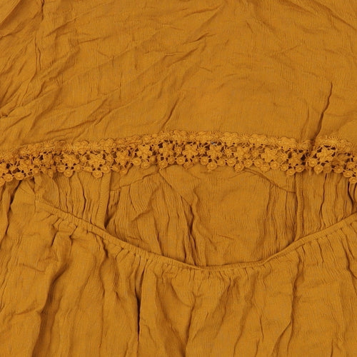 FOREVER 21 Womens Yellow Viscose A-Line Size S V-Neck Pullover