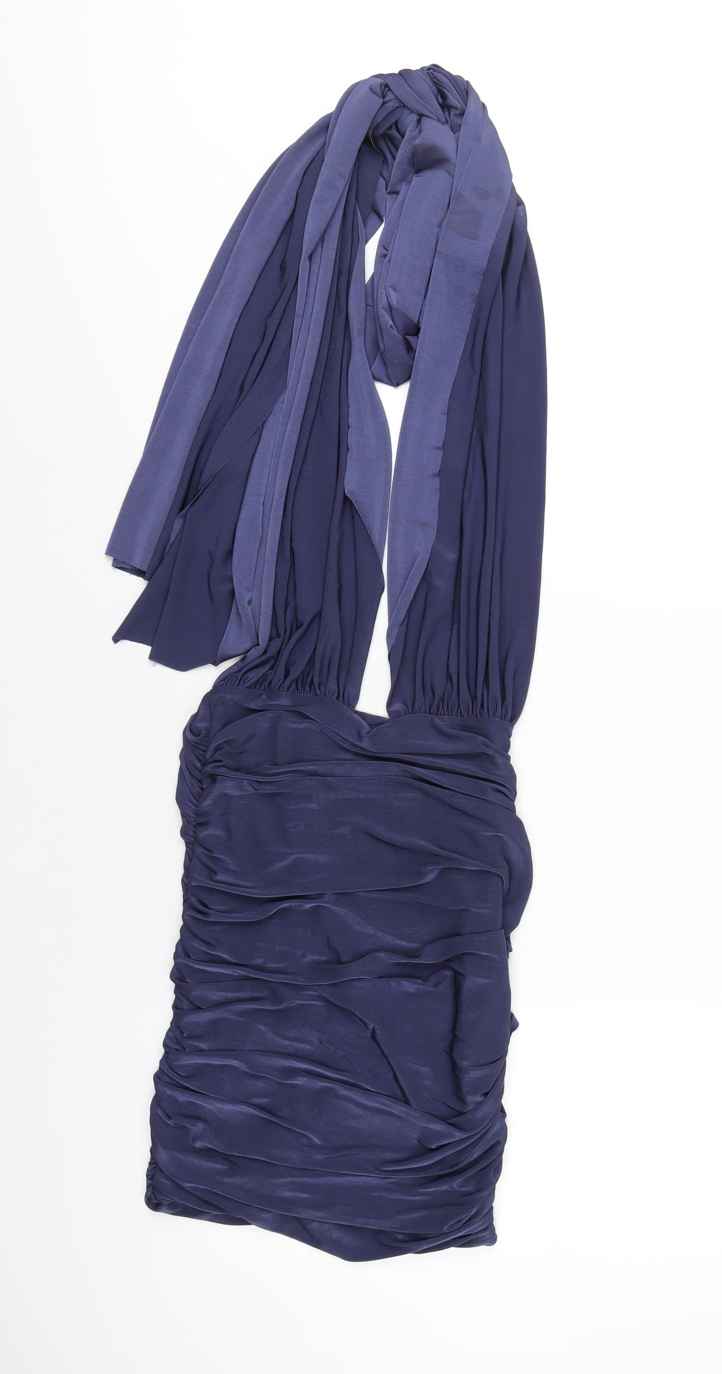 Missguided Womens Blue Polyester Bodycon Size 8 Halter Tie