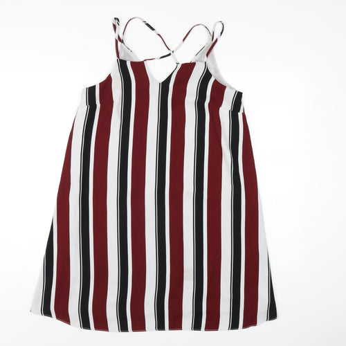 River Island Womens Multicoloured Striped Polyester A-Line Size 12 V-Neck Pullover