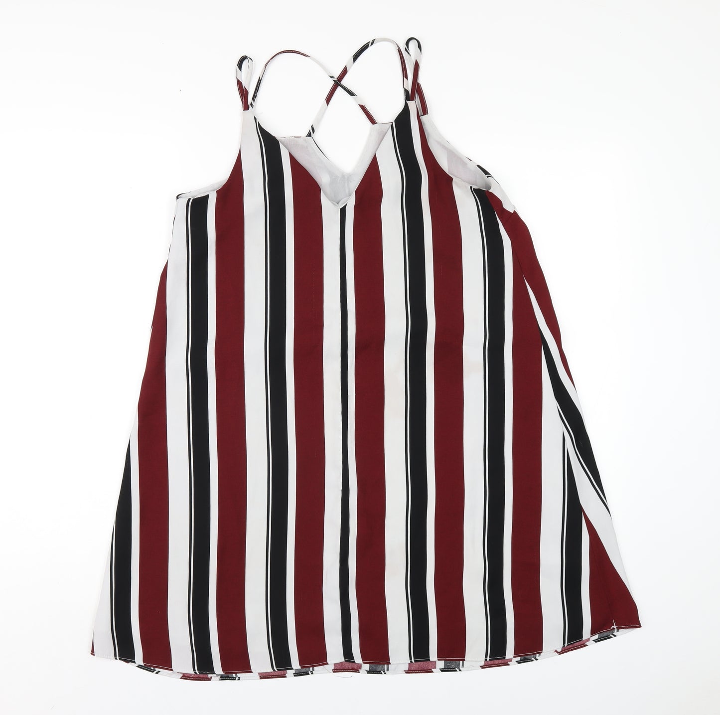 River Island Womens Multicoloured Striped Polyester A-Line Size 12 V-Neck Pullover