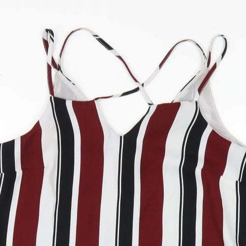 River Island Womens Multicoloured Striped Polyester A-Line Size 12 V-Neck Pullover