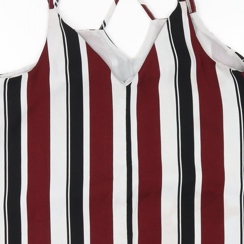 River Island Womens Multicoloured Striped Polyester A-Line Size 12 V-Neck Pullover