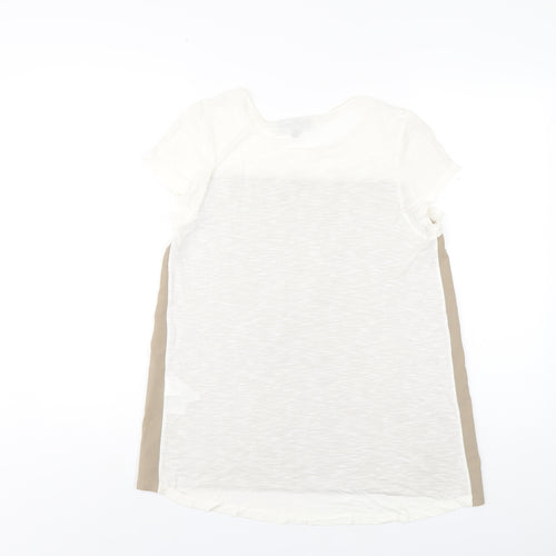 Warehouse Womens Beige Polyester Basic T-Shirt Size 12 Round Neck