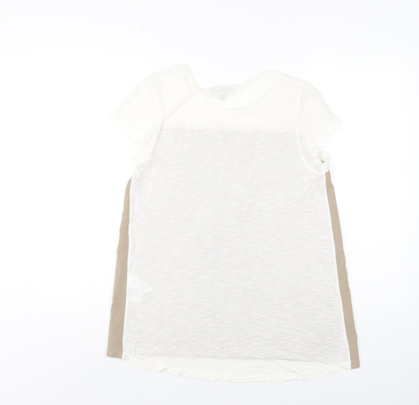 Warehouse Womens Beige Polyester Basic T-Shirt Size 12 Round Neck