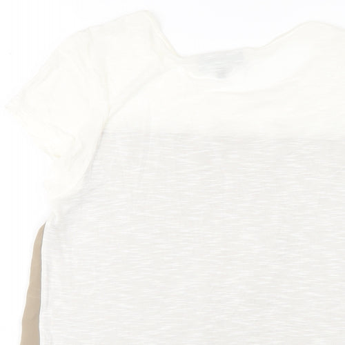 Warehouse Womens Beige Polyester Basic T-Shirt Size 12 Round Neck