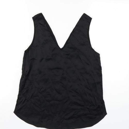 Marks and Spencer Womens Black Silk Basic Tank Size 6 V-Neck