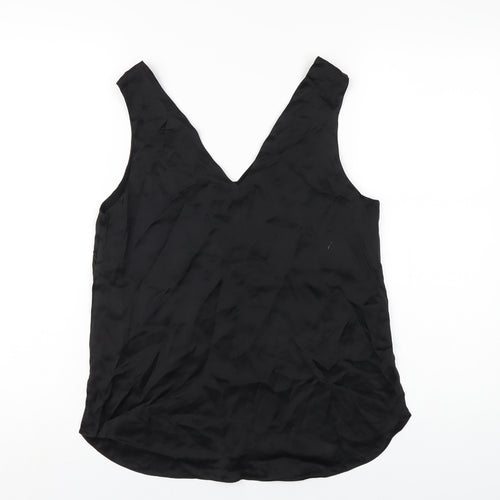 Marks and Spencer Womens Black Silk Basic Tank Size 6 V-Neck