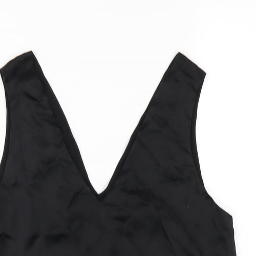 Marks and Spencer Womens Black Silk Basic Tank Size 6 V-Neck