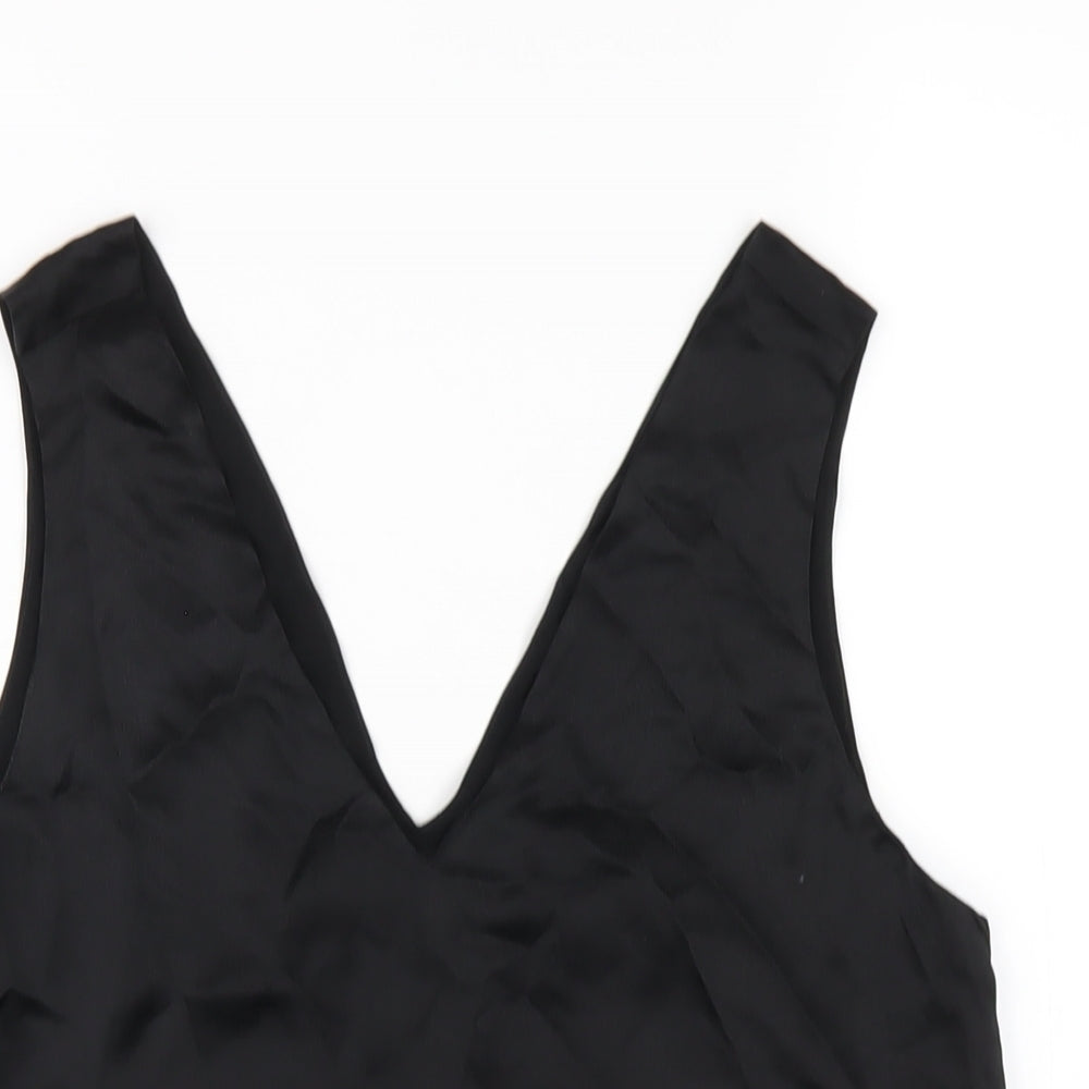 Marks and Spencer Womens Black Silk Basic Tank Size 6 V-Neck