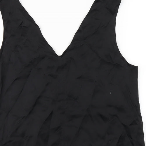 Marks and Spencer Womens Black Silk Basic Tank Size 6 V-Neck