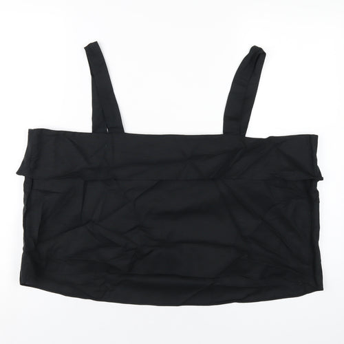 Marks and Spencer Womens Black Linen Basic Tank Size 22 Square Neck