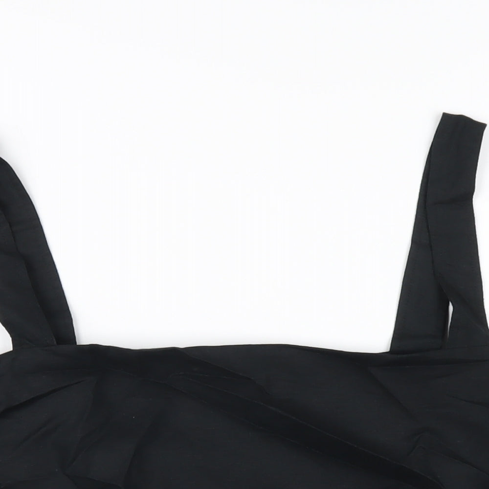 Marks and Spencer Womens Black Linen Basic Tank Size 22 Square Neck