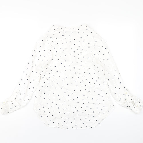Marks and Spencer Womens White Geometric Viscose Basic Blouse Size 8 V-Neck