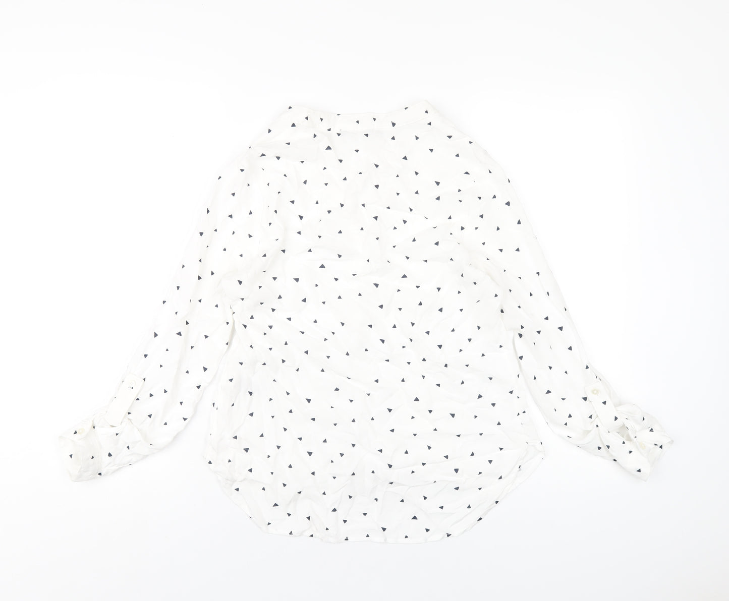 Marks and Spencer Womens White Geometric Viscose Basic Blouse Size 8 V-Neck